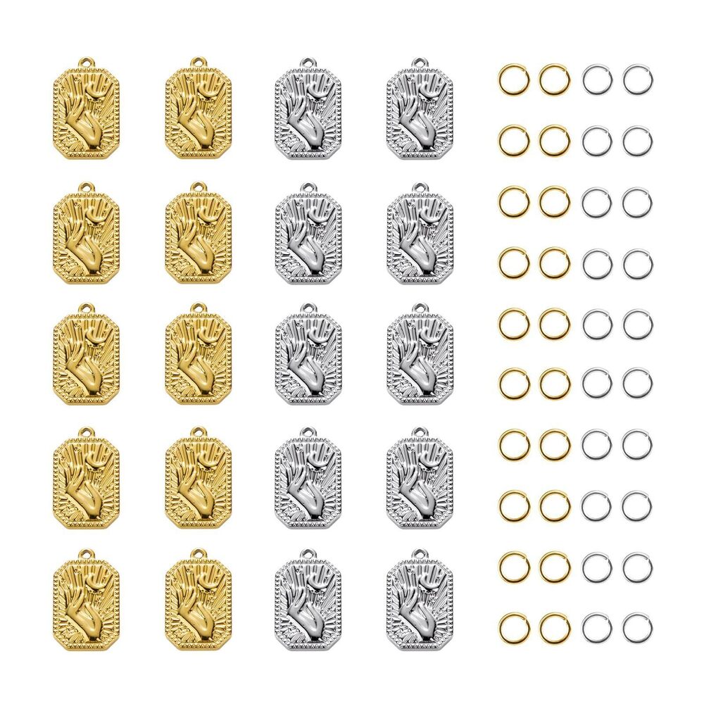 8712 UAMOAKNG 10pcs Stainless Steel Charms + 10pcs Gold Plated Charm